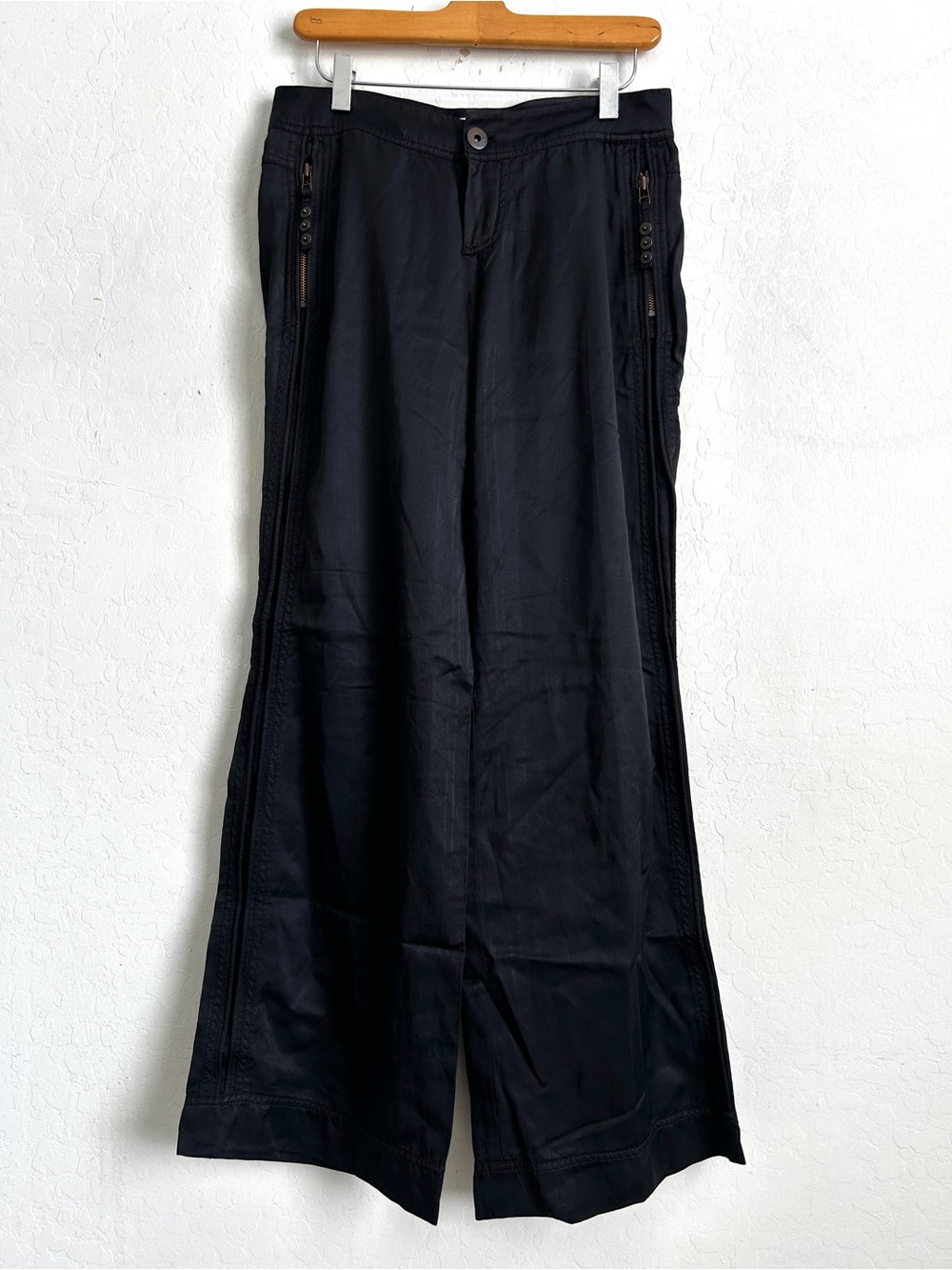 A/X Armani Exchange Pants 4 Satin Wide Leg Vintage Y2k Pockets Black
